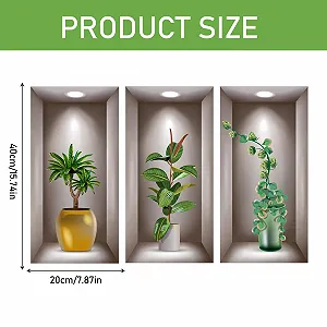3D Наклейка на стіну Ваза 20 x 40 см Зелена Рослини 3D-ефект synthetic.ua - Фото 1