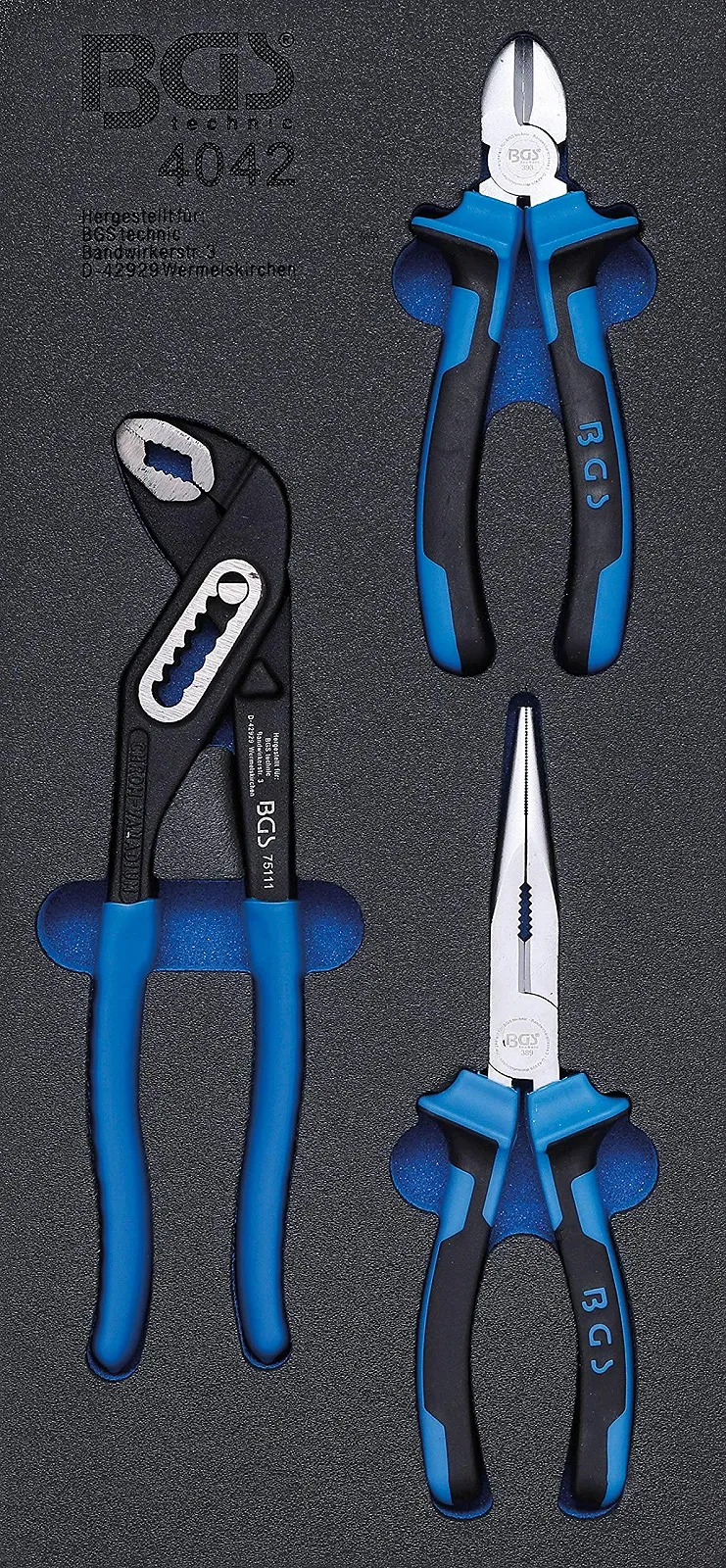 Набор инструментов: Плоскогубцы BGS 4042, 3 шт, многоцветный, фото №1