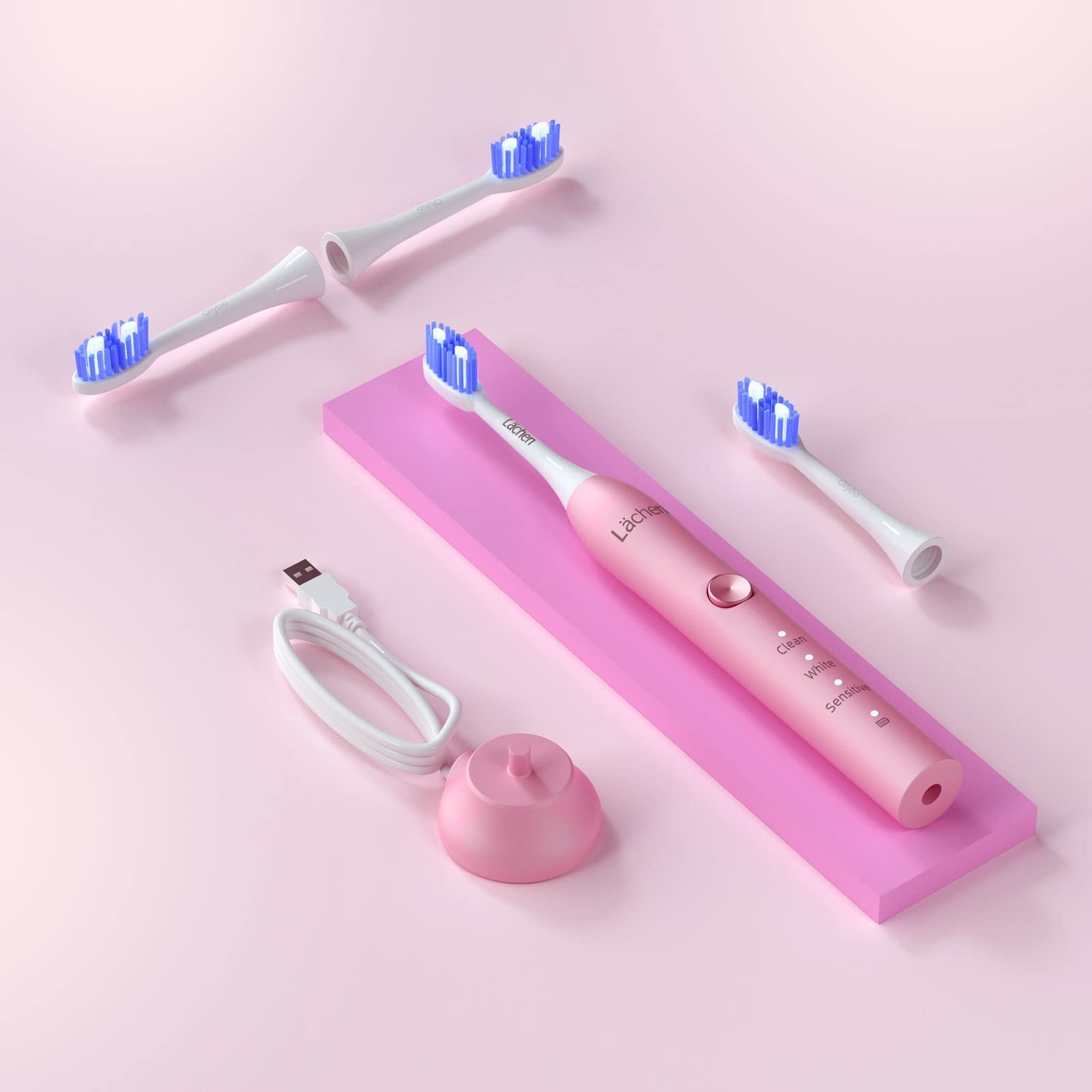 Електрична зубна щітка Lächen Sonic 3 режими IPX7 Pink, фото №8