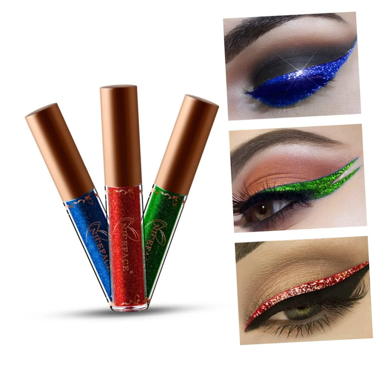 Рідка Підводка minkissy 3St Металік Кольорова Блискуча для очей, фото №3