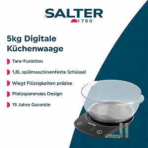 Кухонні ваги Salter цифрові 5 кг з чашею 1,8 л Aquatronic synthetic.ua - Фото 1