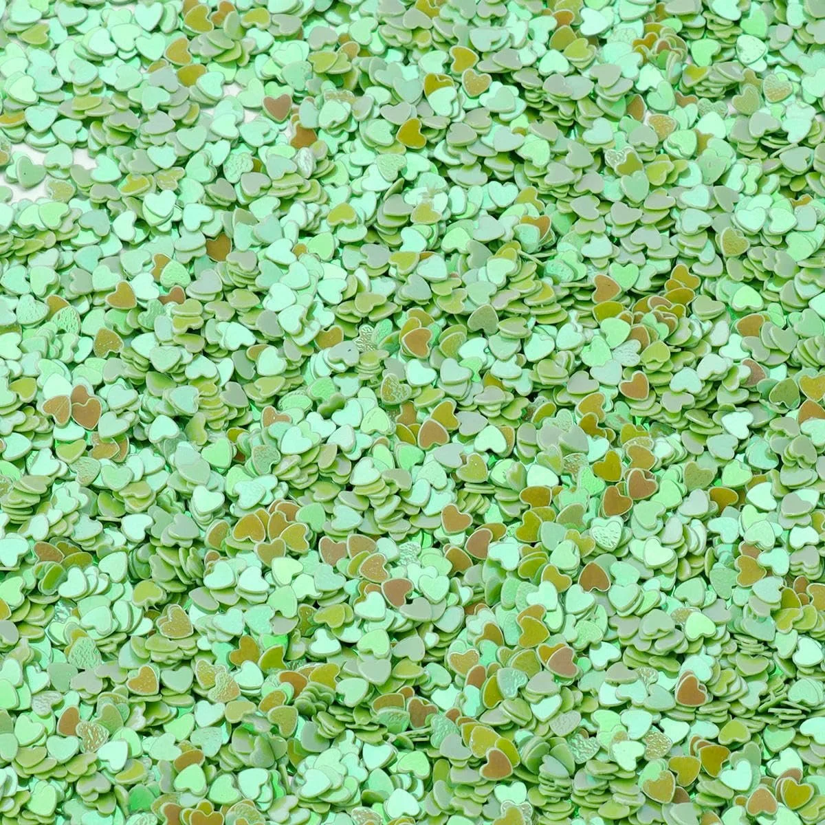 Блестки Рассыпные 3 мм Персиковое сердце для маникюра DIY, скрапбукинга, одежды, зеленое покрытие - 30 г, фото №1