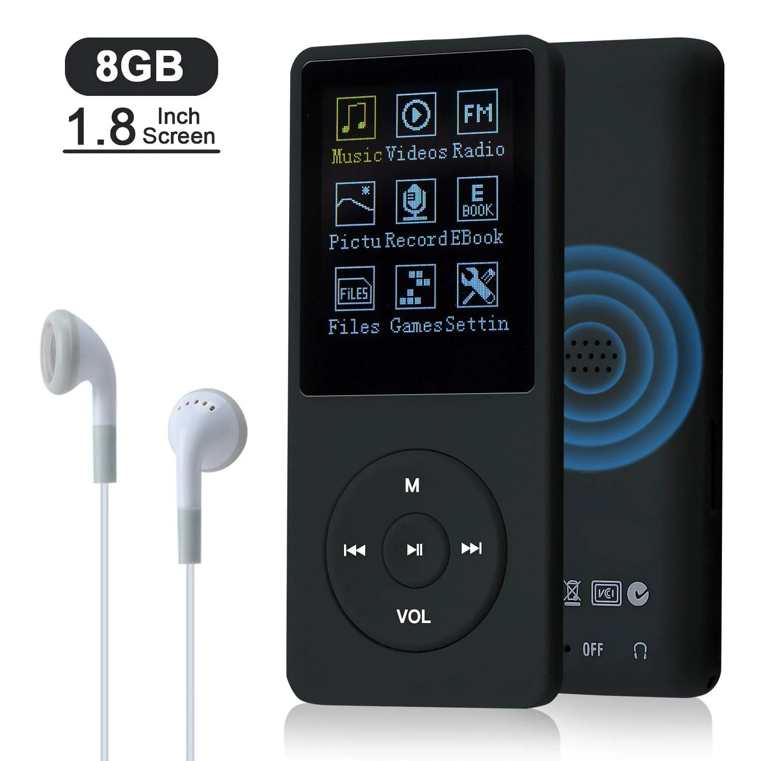 MP3-плеер COVVY 8GB, поддержка карт памяти SD до 64 GB, 70 часов воспроизведения музыки, звук без потерь, Hi-Fi MP3-плеер., фото №9