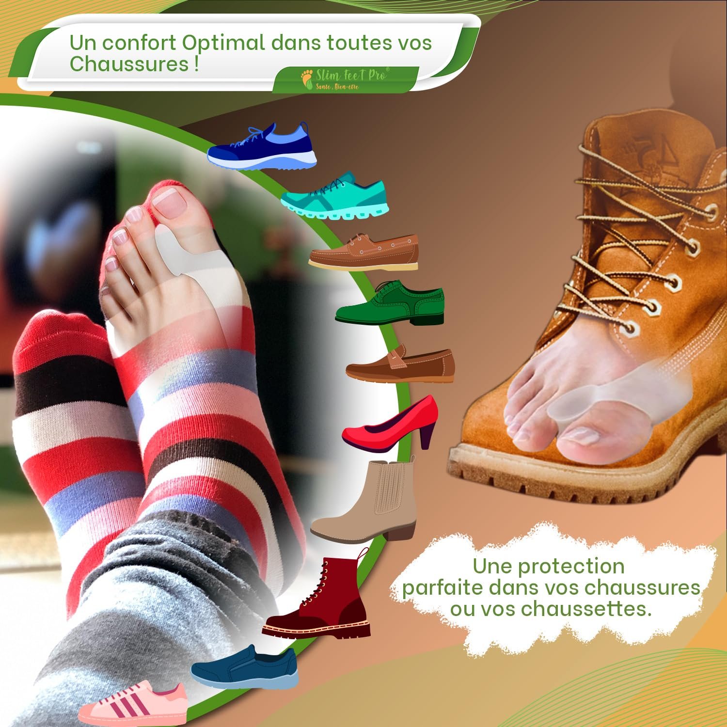 Роздільник для пальців ніг SLIM FEET PRO 2 пари Hallux Valgus для грубої шкіри та роздільники для пальців ніг знеболення, фото №4