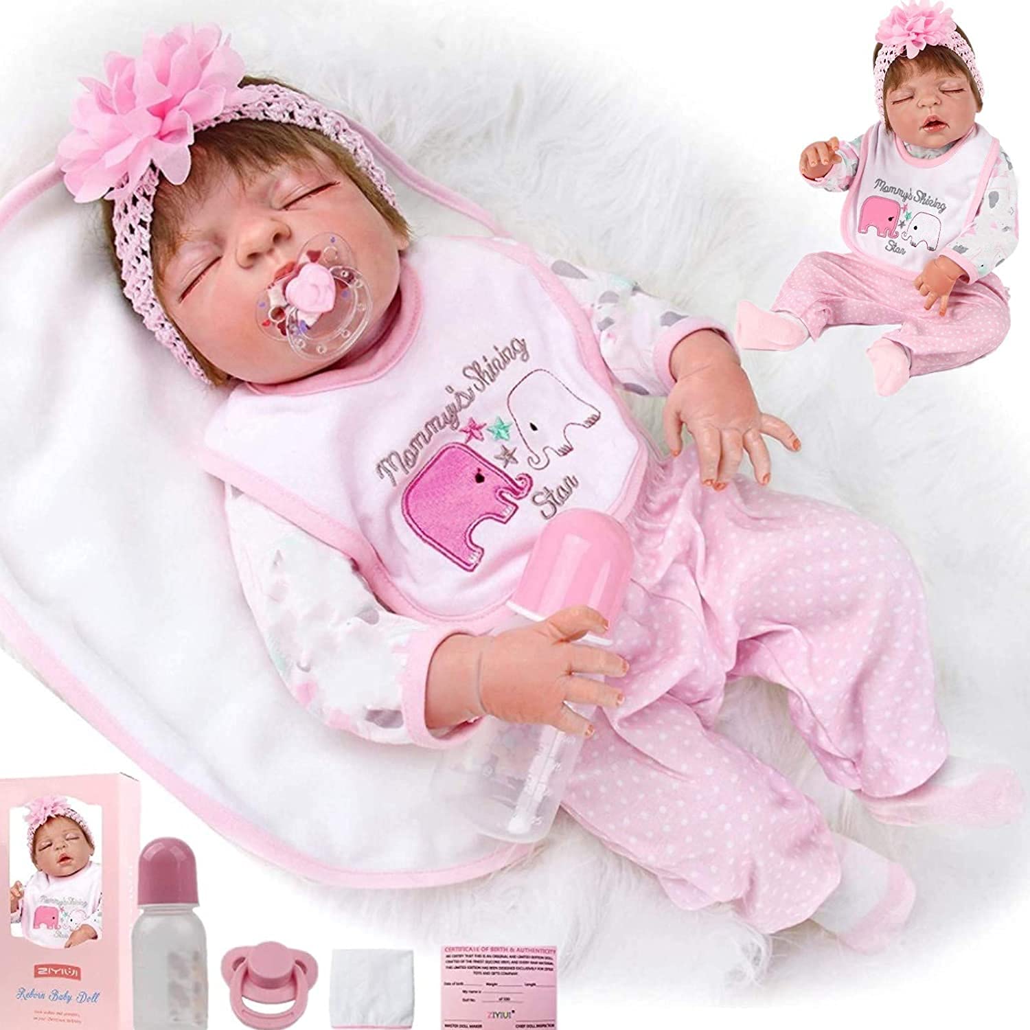 Кукла ZIYIUI 23 дюйма Full Body Silicone Reborn Girl Anatomically Correct Sleeping Baby Doll, фото №1