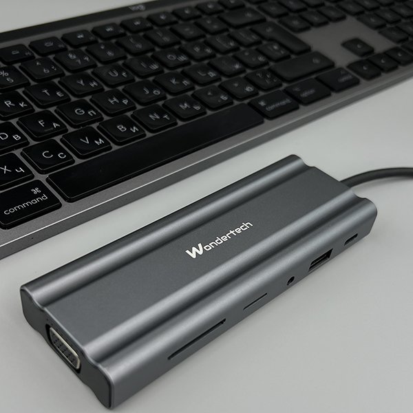 Концентратор Wondertech WT00586 Type-C Hub 10-в-1 для ноутбуків: 4x USB 3.0, 1x USB 2.0, HDMI, VGA, SD/TF, 3,5 мм jack, фото №5