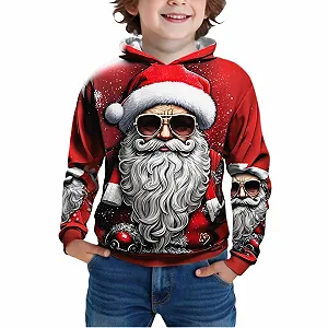 Толстовка с принтом Санты праздничная Пуловер праздничный наряд уютная флисовая кофта - Фото 1