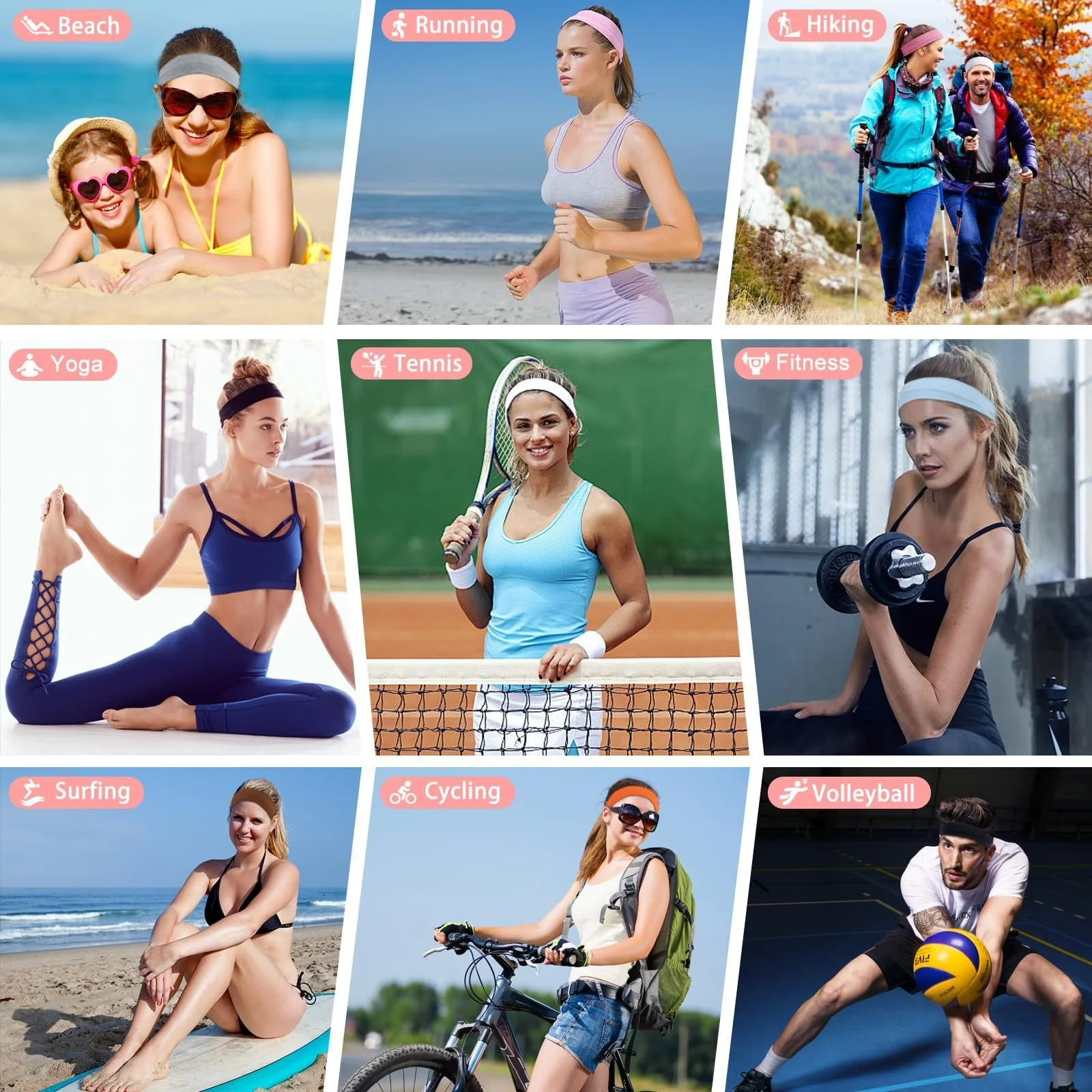 Набір жіночих пов'язок на голову 10 штук М'які, фото №5