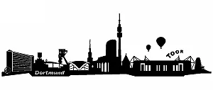 Наклейка на стіну Samunshi Скайлайн Дортмунда та стадіон 120 x 36 см Чорна - Фото 1