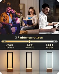 Настільна лампа EDISHINE LED дерев'яна квадратна сенсорна 350 lm Чорна матова synthetic.ua - Фото 1