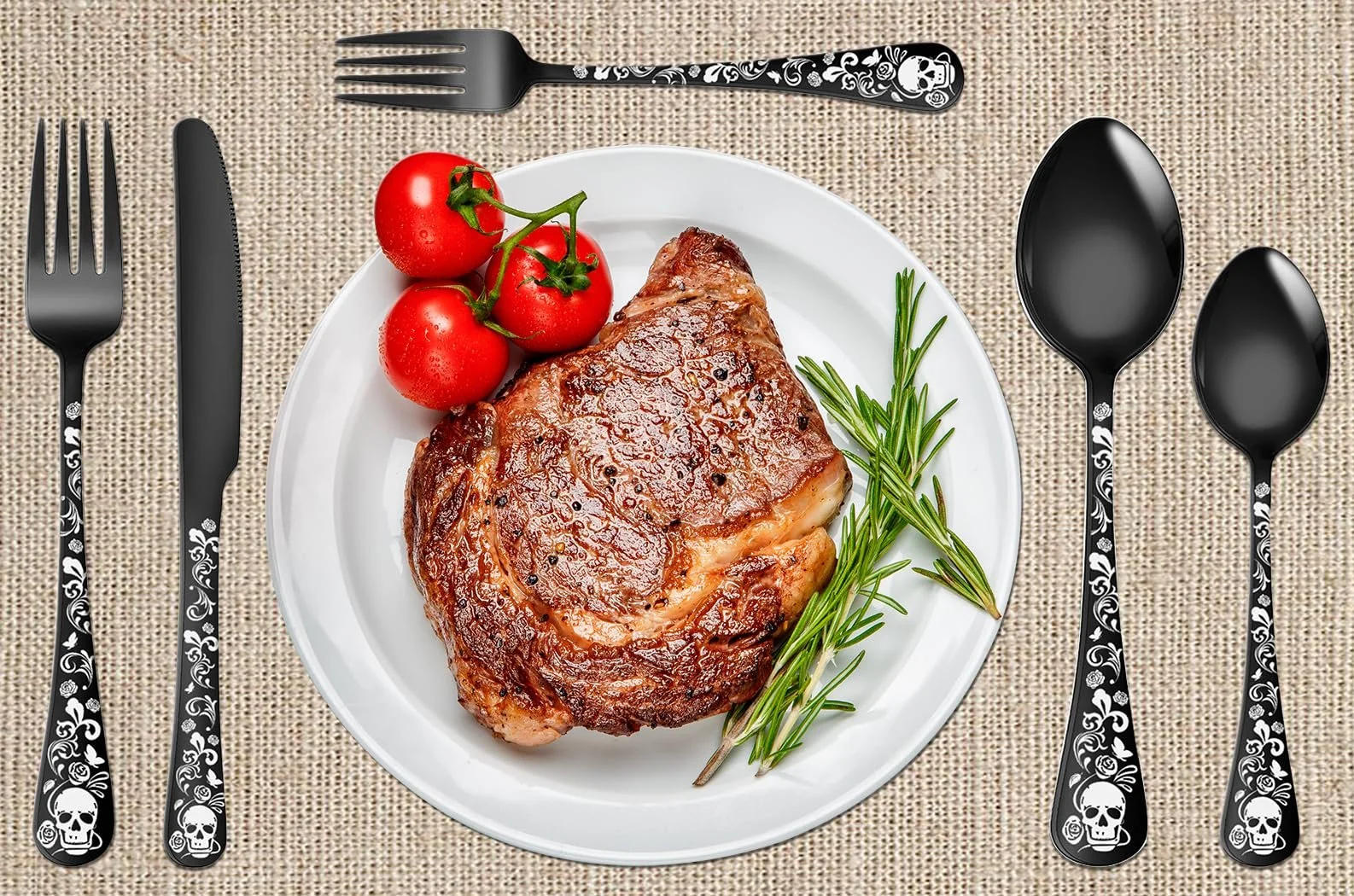 Набор столовых приборов XIAOYU Готический Череп 20 шт., фото №4