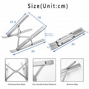 Підставка для ноутбука AiTodos, з алюмінієвого сплаву, регульована на 6 передач, легка, нековзна, складна портативна просте відведення тепла synthetic.ua - Фото 1