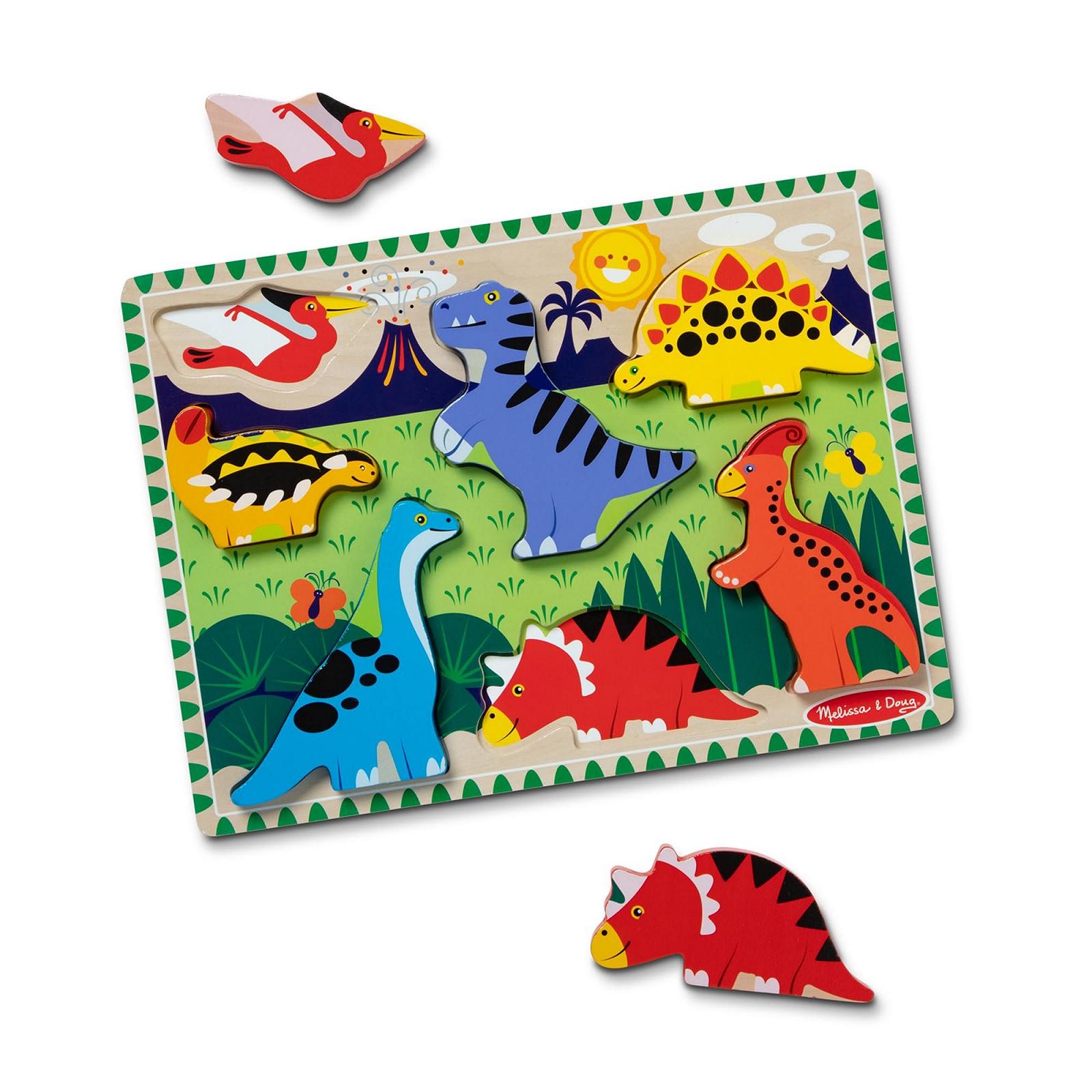 Дерев'яний пазл Melissa & Doug Dinosaur Chunky 7 деталей, фото №1