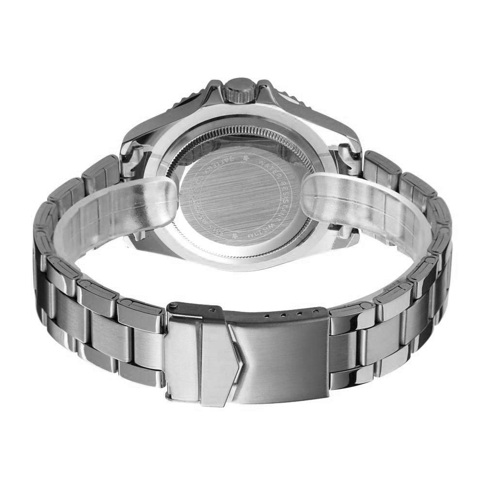 Часы HUNRUY 3D Skeleton Unidirectional Bezel 30M Waterproof Quartz Мужские Зеленый Серебристый Fashion, фото №6