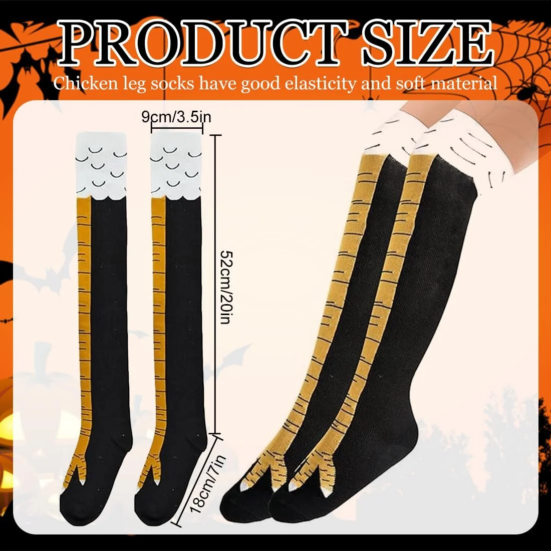 Женские гольфы 2 пары Желтые носки до колена с куриной лапой, фото №2