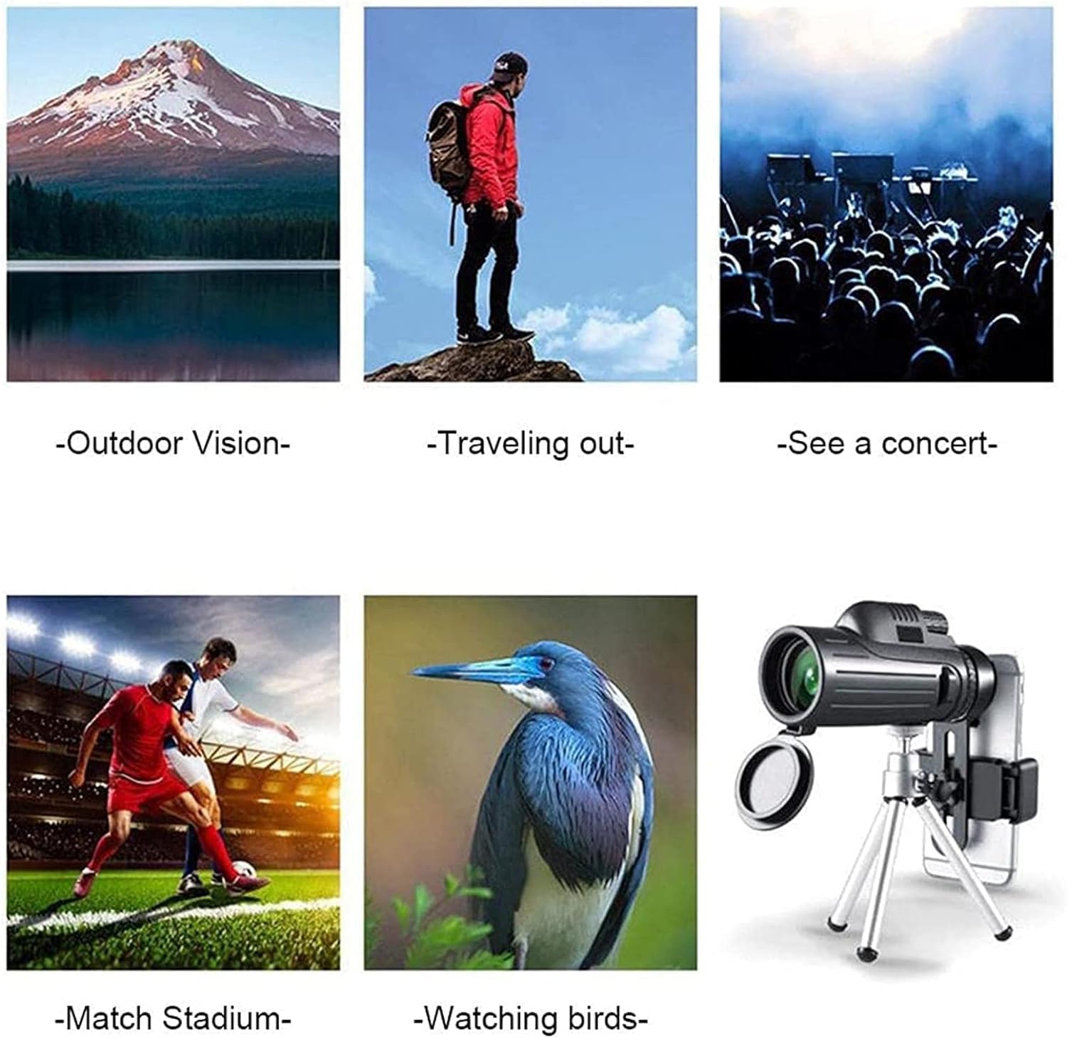 Монокуляр Телескоп 120X100 Компактний Портативний Водонепроникний Анти-Туман Шокозахищений зі Смартфоном Трипод, фото №6 Монокуляр Телескоп 120X100 Компактний Портативний Водонепроникний Анти-Туман Шокозахищений зі Смартфоном Трипод, фото №6