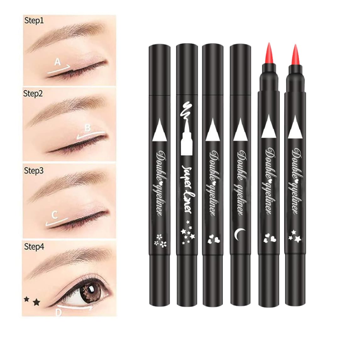 Водостійка підводка Eyeliner Stamp 2 в 1 двостороння водостійка рідка підводка Black Heart, фото №2