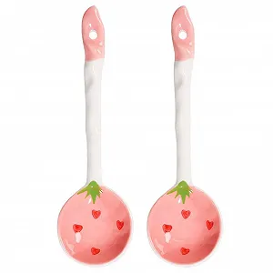 Ложка для эспрессо керамическая Набор 2 шт Ramen Wan Tan Кофе для подачи еды для супа Милые Ess Girls - Фото 1