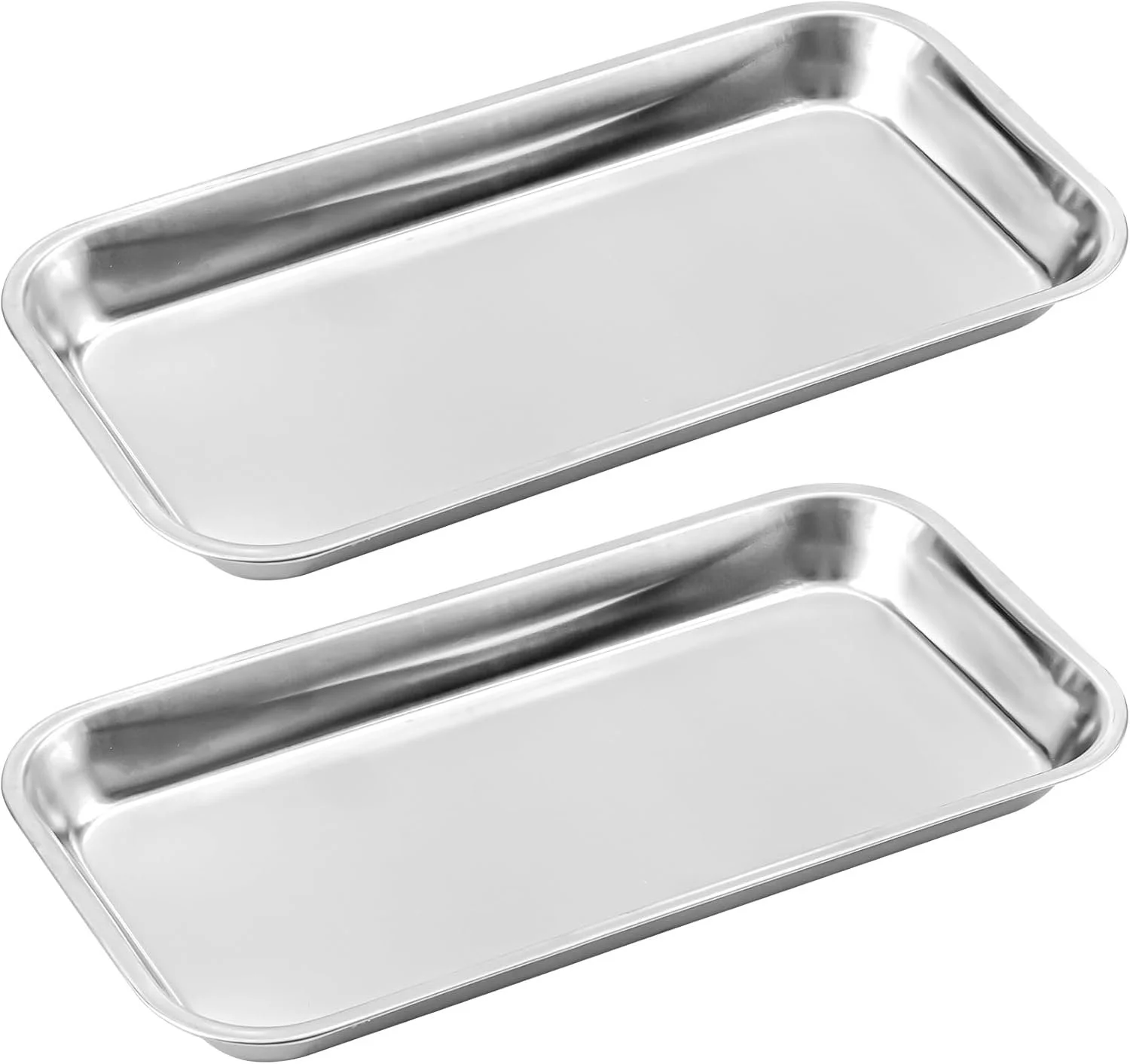 Лоток металевий прямокутний із нержавіючої сталі guangyuan 22.5 x 11.5 x 1.6 см 2шт Silver, фото №1