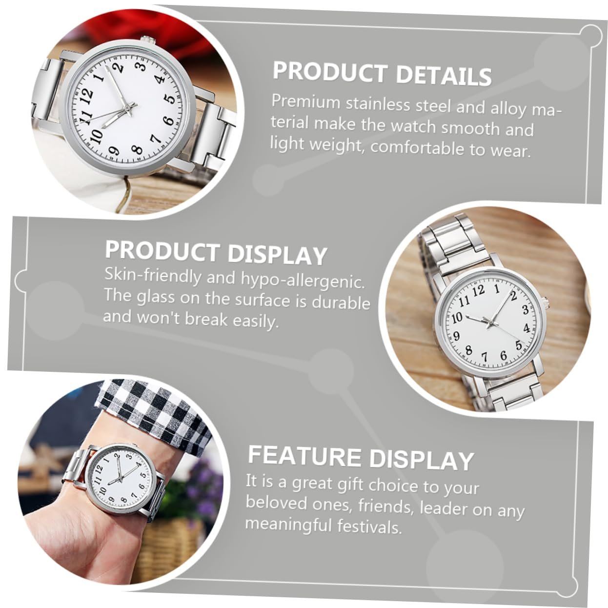 Набір Годинників Унісекс LIFKOME 2 шт, сріблястий, фото №4 Набір Годинників Унісекс LIFKOME 2 шт, сріблястий, фото №4