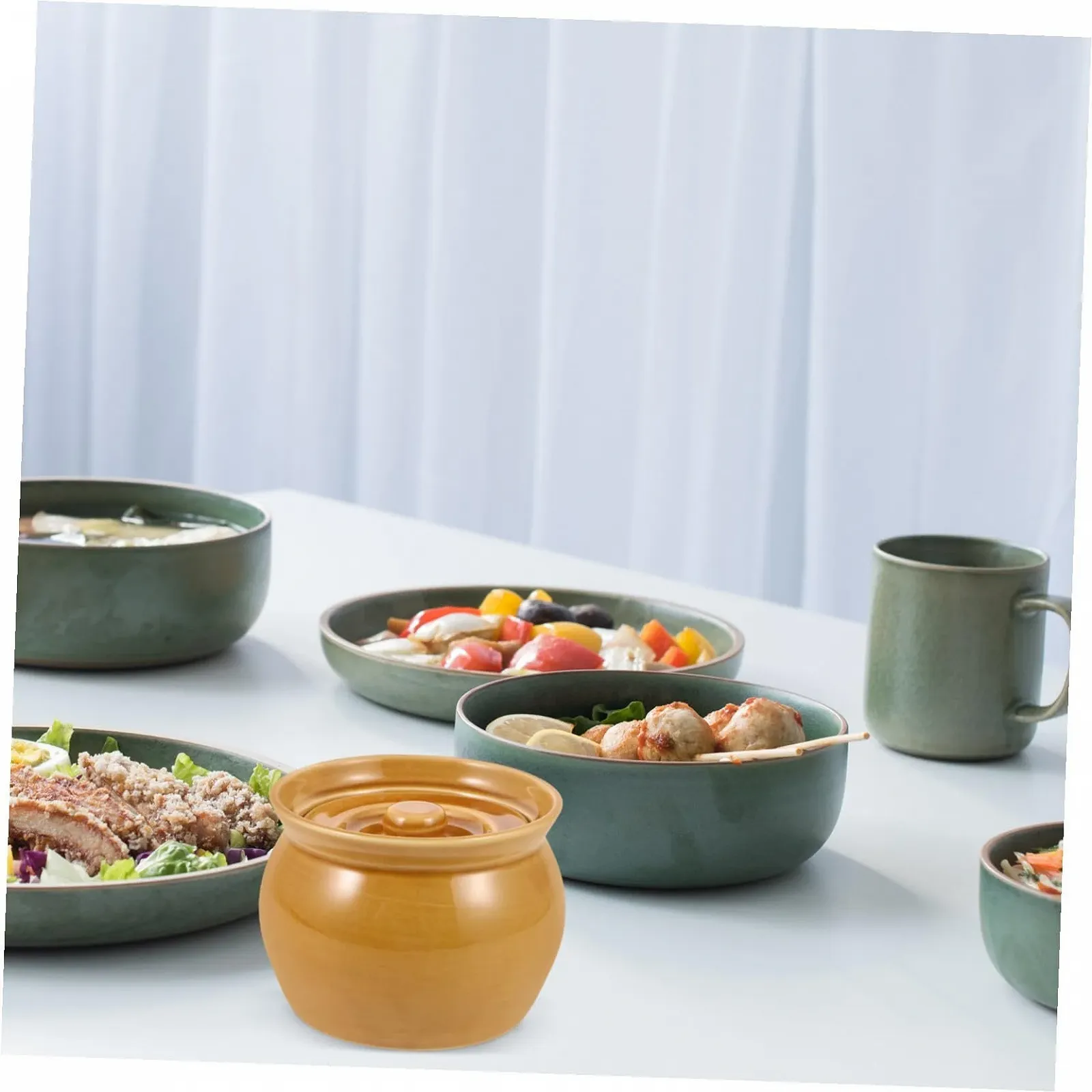 Горщик керамічний TOYANDONA з кришкою малий для супу та десертів універсальний чорний, фото №4