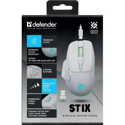 Мышка Defender Stix GM-009 LED Wireless White (52009), фото №6 Мышка Defender Stix GM-009 LED Wireless White (52009), фото №6