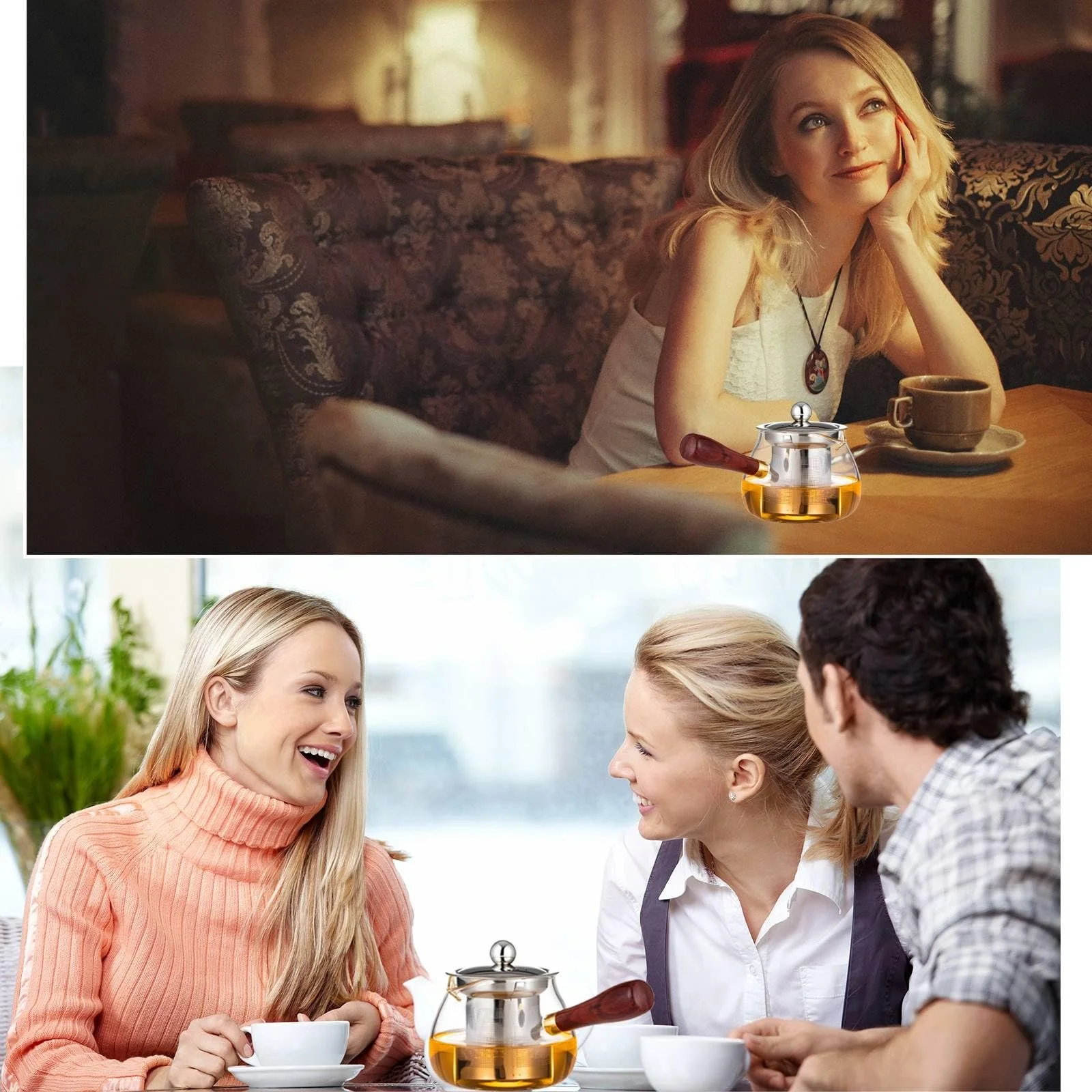 Скляний Чайник-заварник з ситечком  Clear Glass Teapots with Infuser for Loose Tea 380 мл, фото №3