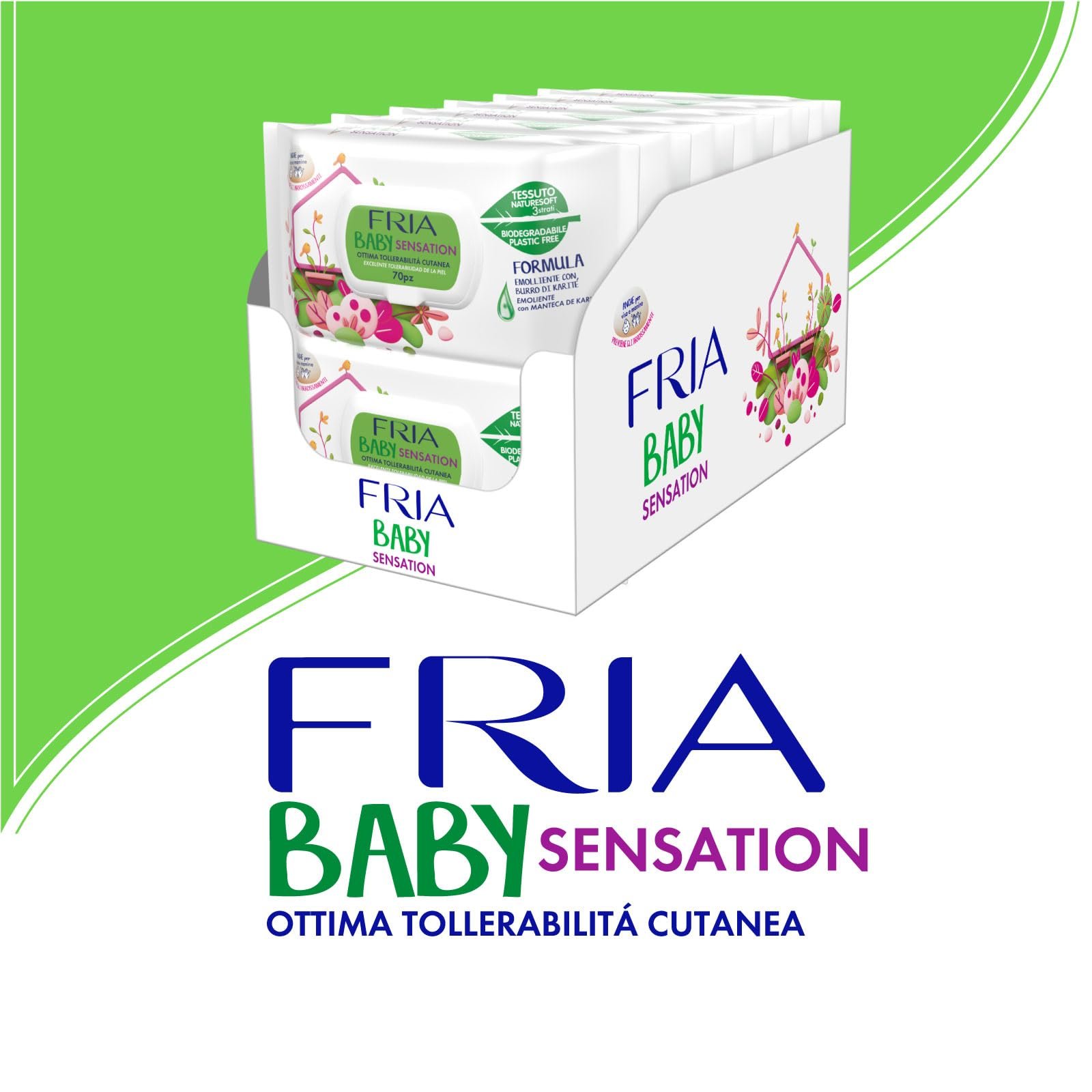 Салфетки Fria Baby Sensation С маслом ши, для нежной кожи, дерматологически протестированы, Maxi Эконом-упаковка 840 штук, фото №2