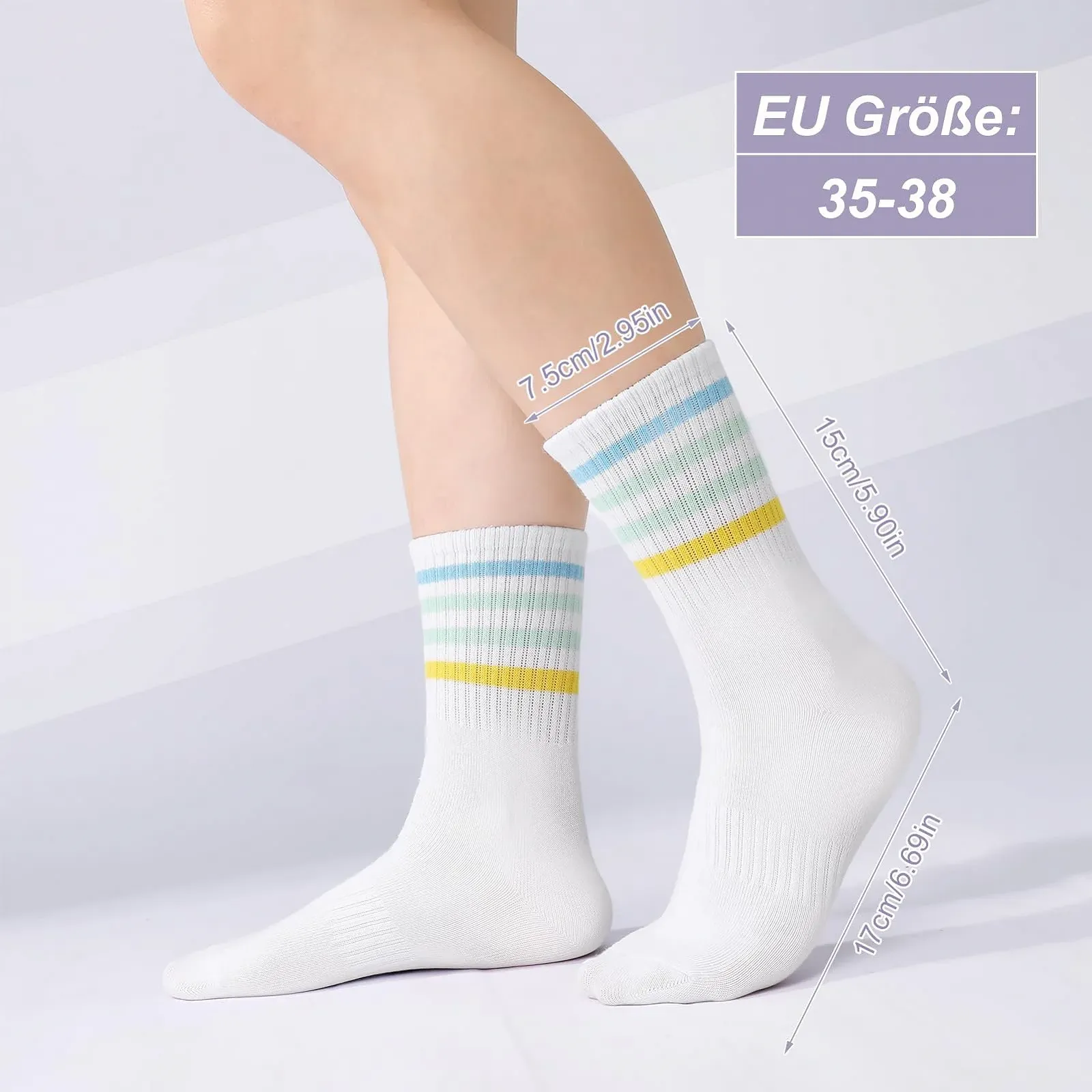 Шкарпетки тенісні жіночі 6 пар, Смугасті, фото №2 Шкарпетки тенісні жіночі 6 пар, Смугасті, фото №2