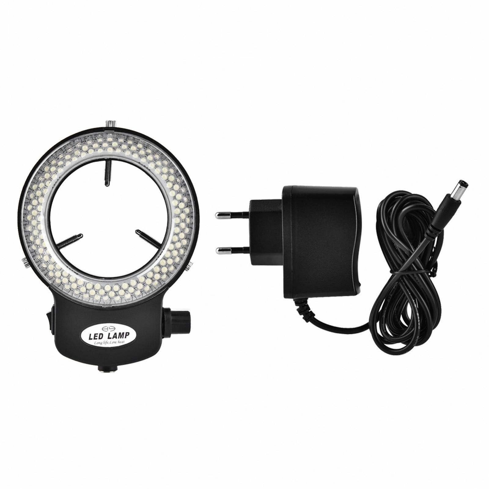 Камера для мікроскопа LED Akozon 144 LEDs 4.5W Кільцева лампа Регульована яскравість 64мм Аксесуари для мікроскопа Чорний, фото №1