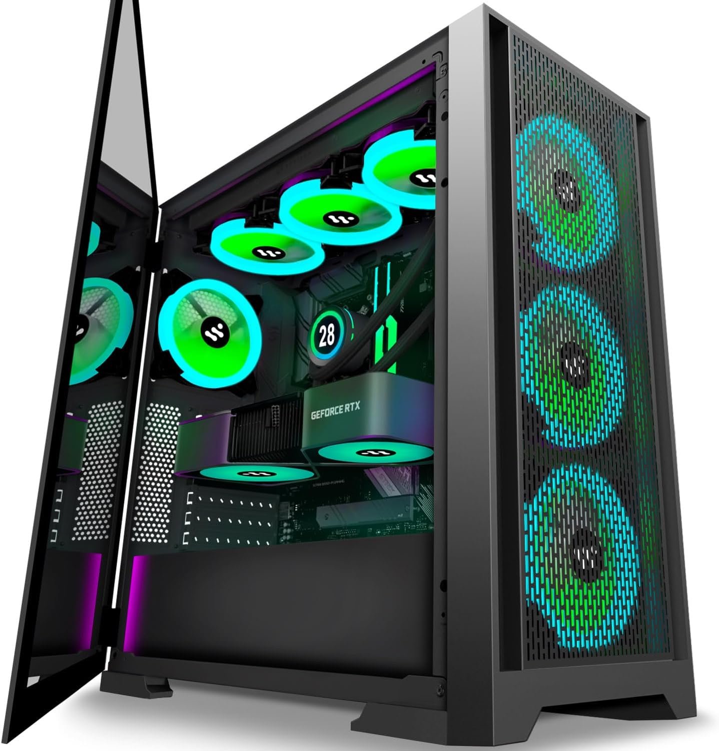 Корпус KEDIERS C710 / E-ATX / 7x120mm ARGB PWM / USB 3.0 / без БЖ / Чорний, фото №2