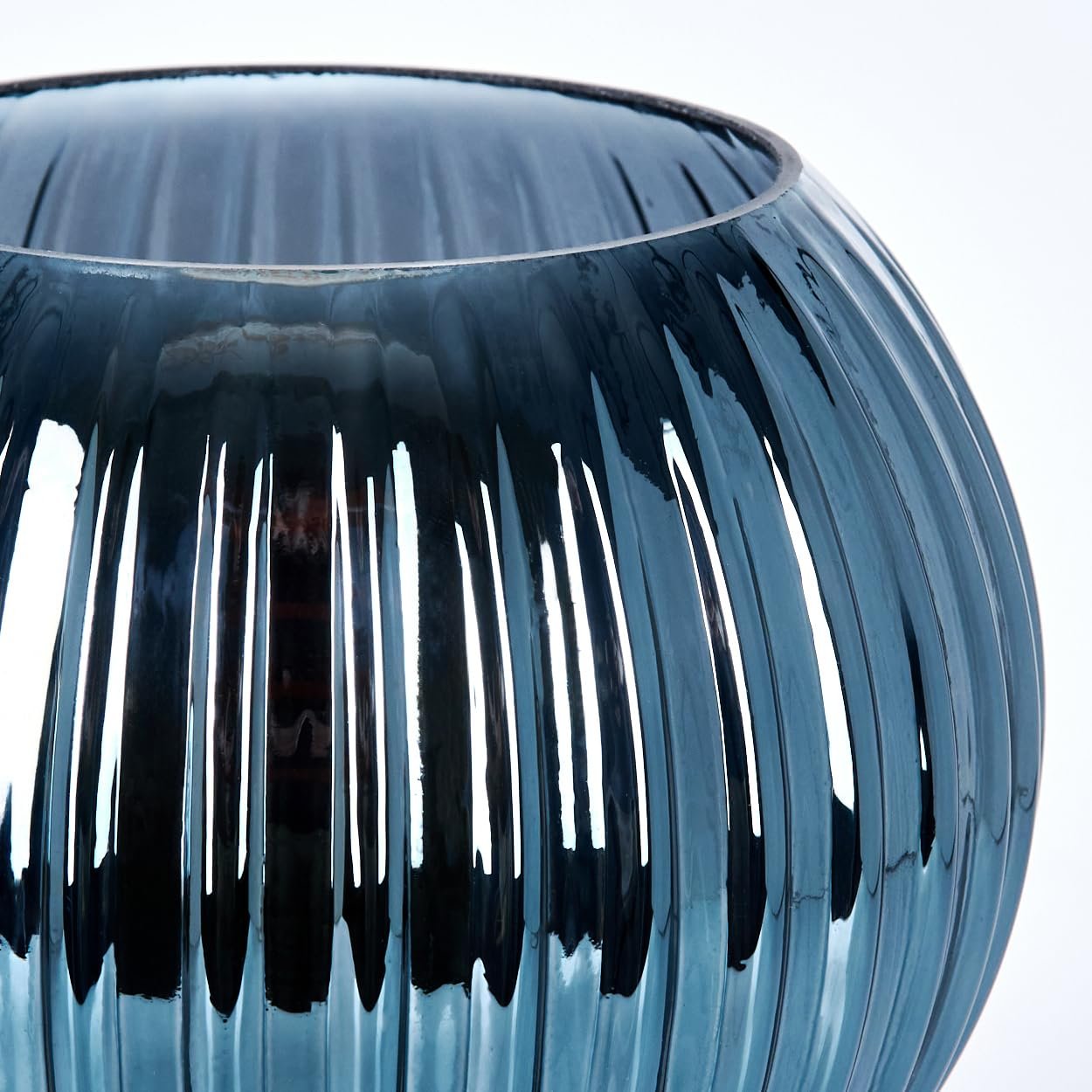 Настільна лампа HOFSTEIN Koyoto метал / рифлене скло 15 см E27 Чорний/Синій, фото №3