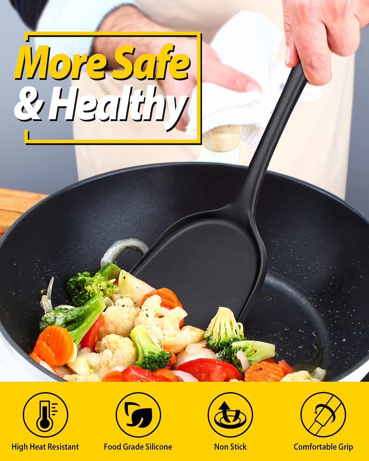 Набор лопаток для вока Silicone 2 Pack Non-Stick Heat Resistant, фото №4