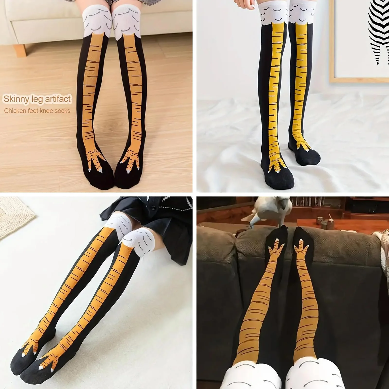 Шкарпетки-гомілки курячі, панчохи з курячими лапками, 2 пари, фото №7