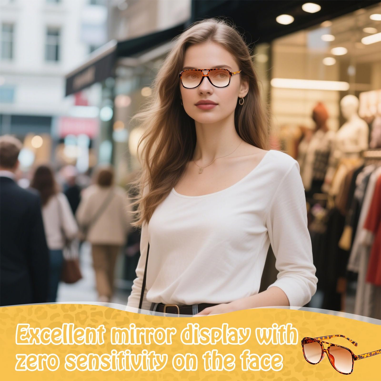 Сонцезахисні окуляри Retro Weploda Леопардовий візерунок з помаранчевими лінзами, фото №5