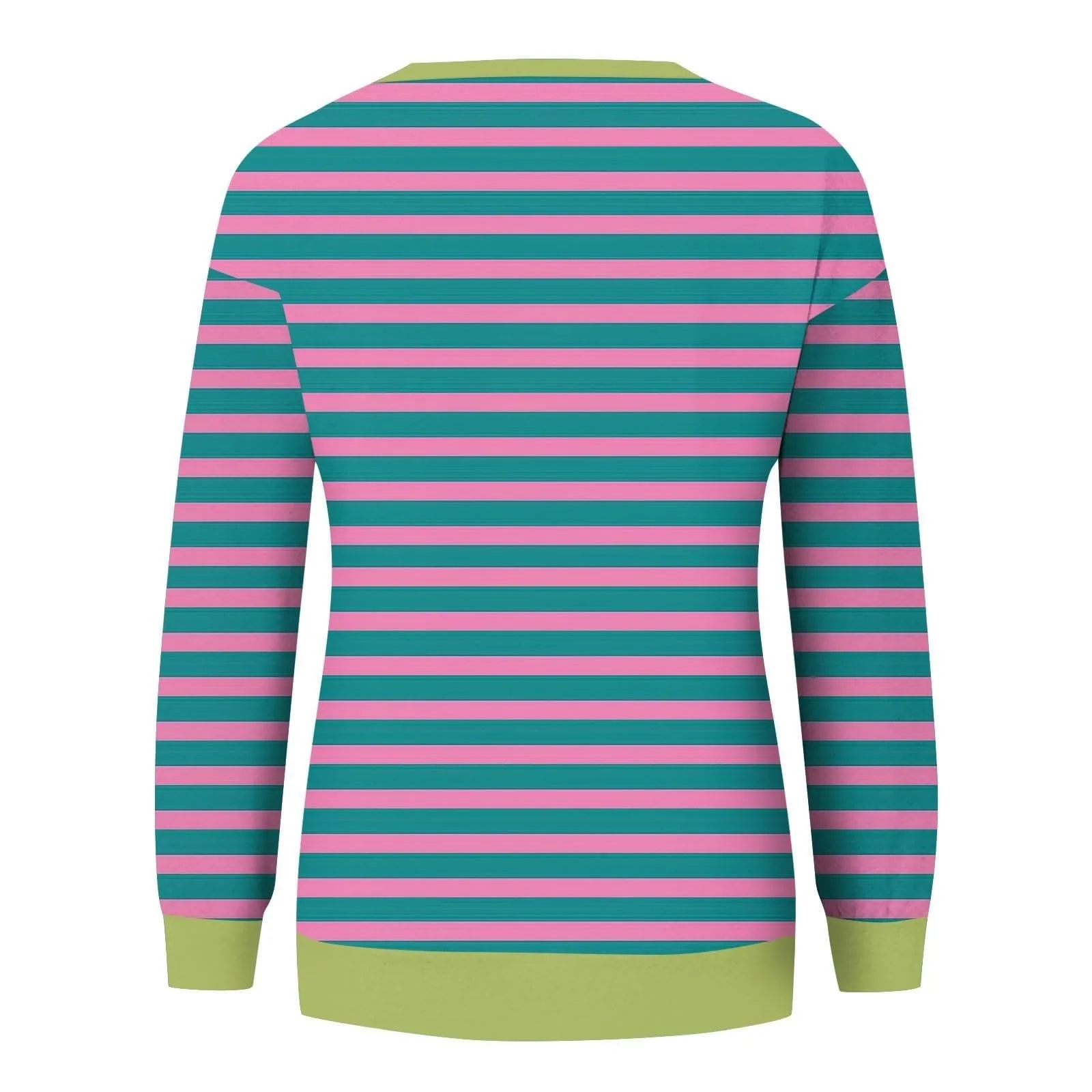 Свитшот CCOOfhhc Oversize В полоску Basic Круглый вырез Длинный рукав Полосатый, фото №3