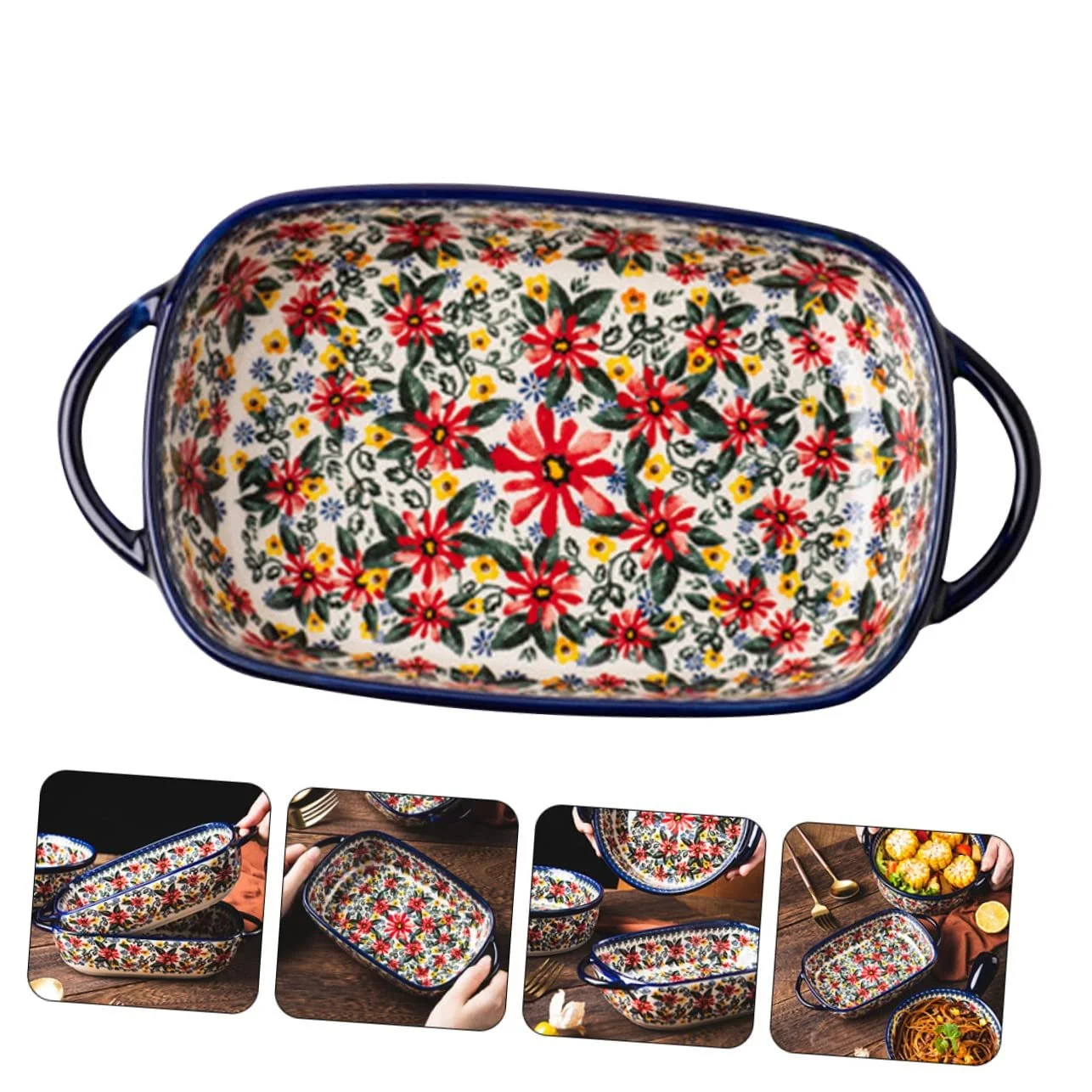 Форма для випікання керамічна велика з ручками для лазаньї та гратену., фото №6