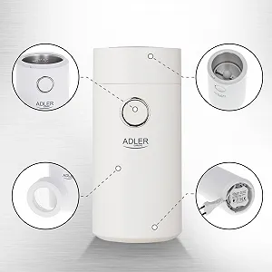 Кофемолка ADLER 75 г, 150 Вт Белая synthetic.ua - Фото 1