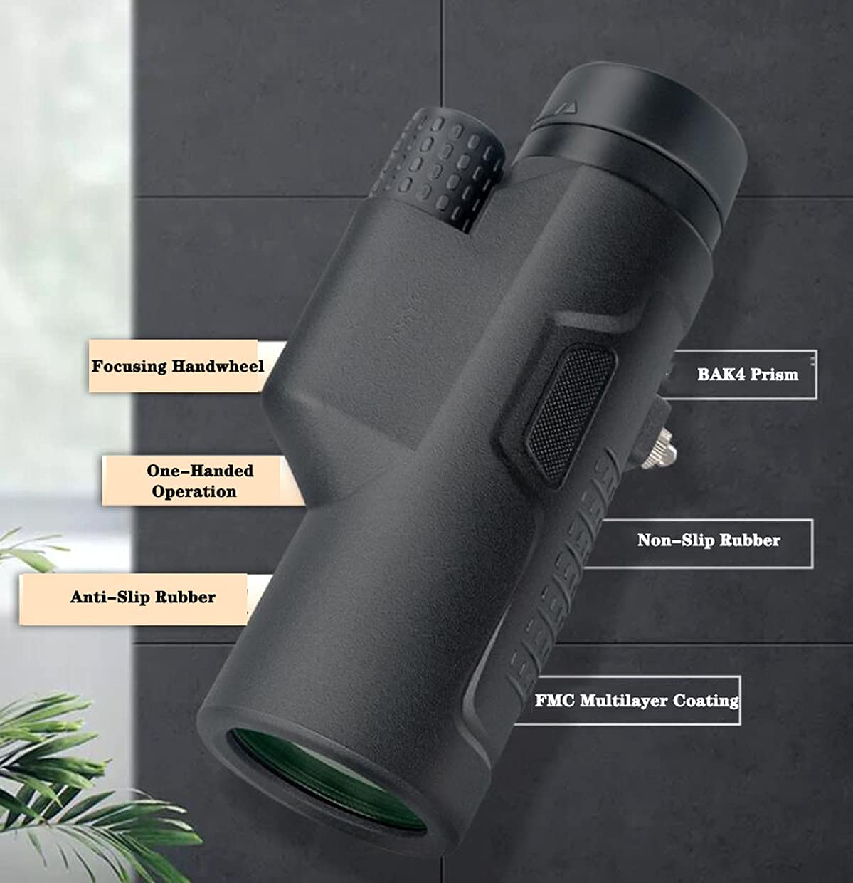 Монокуляр Spacmirrors 9x42 BAK4 Призма Чорний, фото №5