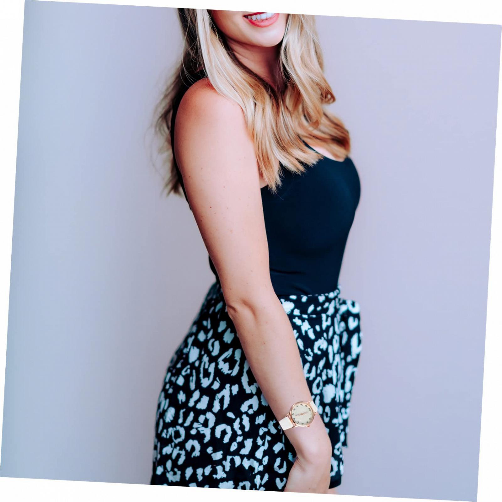 Женские Часы Healvian Тонкие Золотые с Кожаным Ремешком PU Искусственная Кожа Белый, фото №8