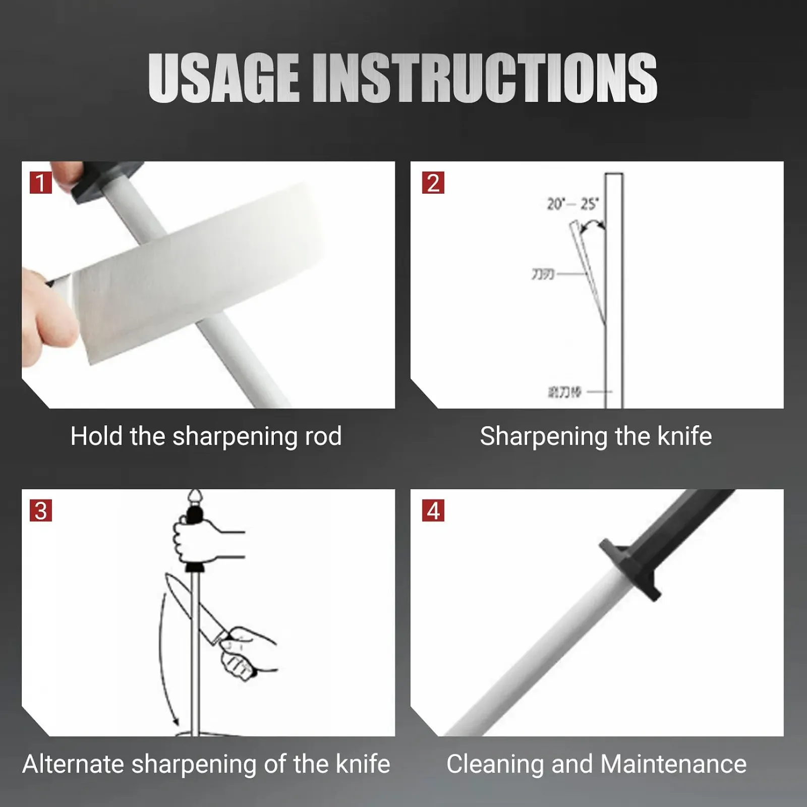 Мусат алмазний 12 дюймів професійний з руків'ям з ПП портативний, фото №4