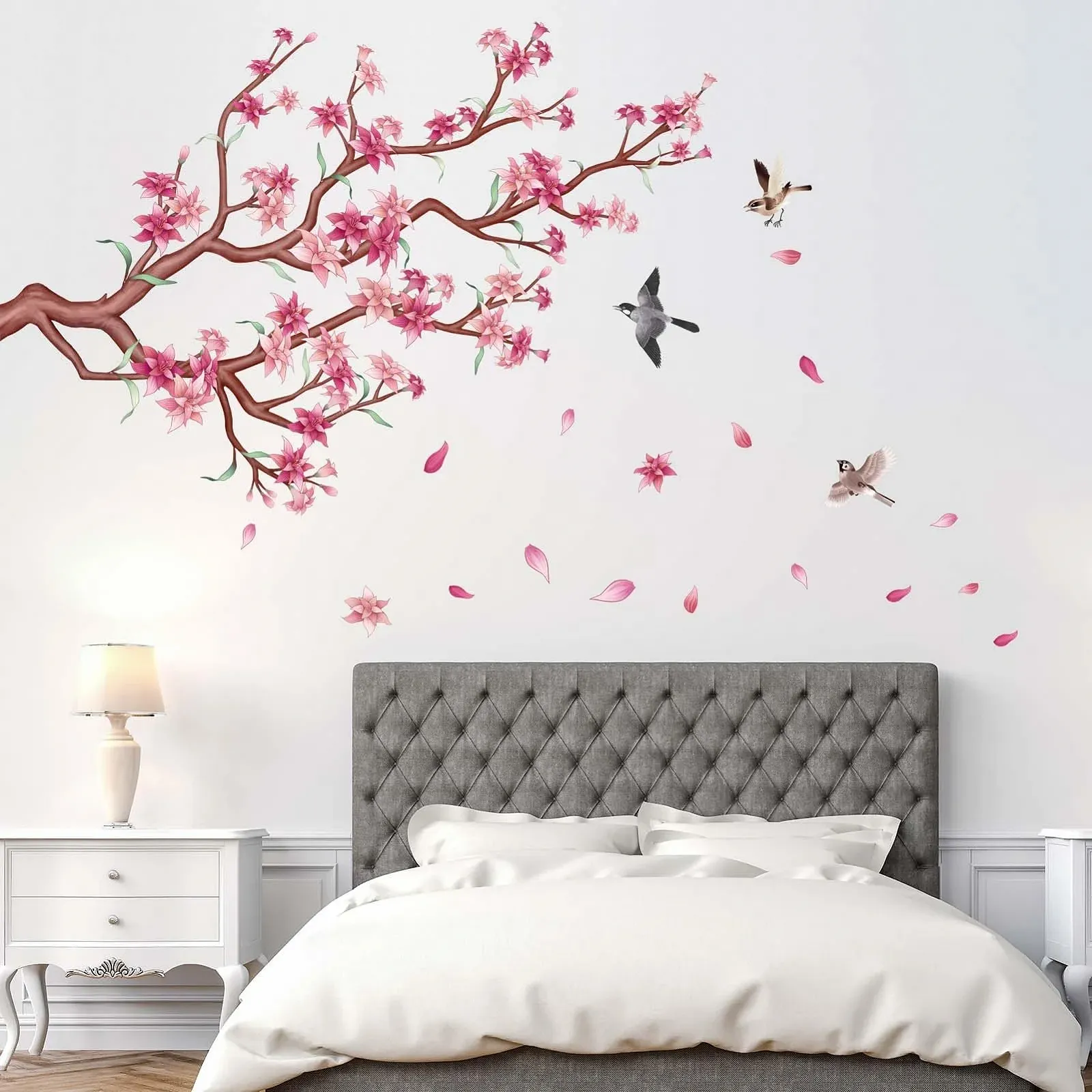 Наклейка на стіну Pink Cherry Blossom Матовий ПВХ Рожевий, фото №3