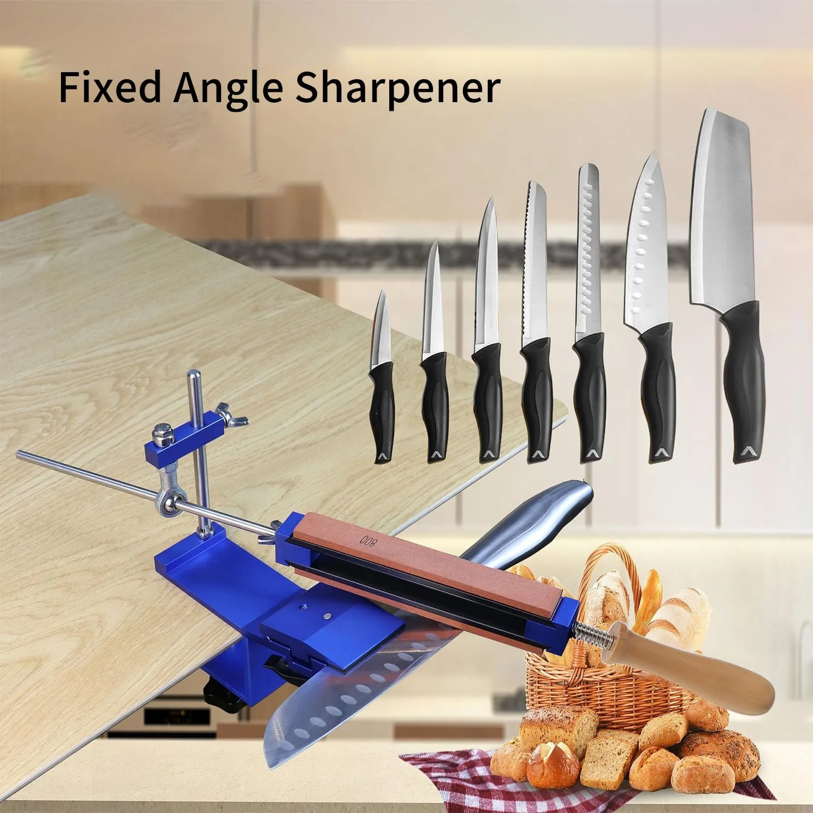 Система заточування ножів професійна з фіксованим кутом 6 каменів 360° поворотна, фото №9