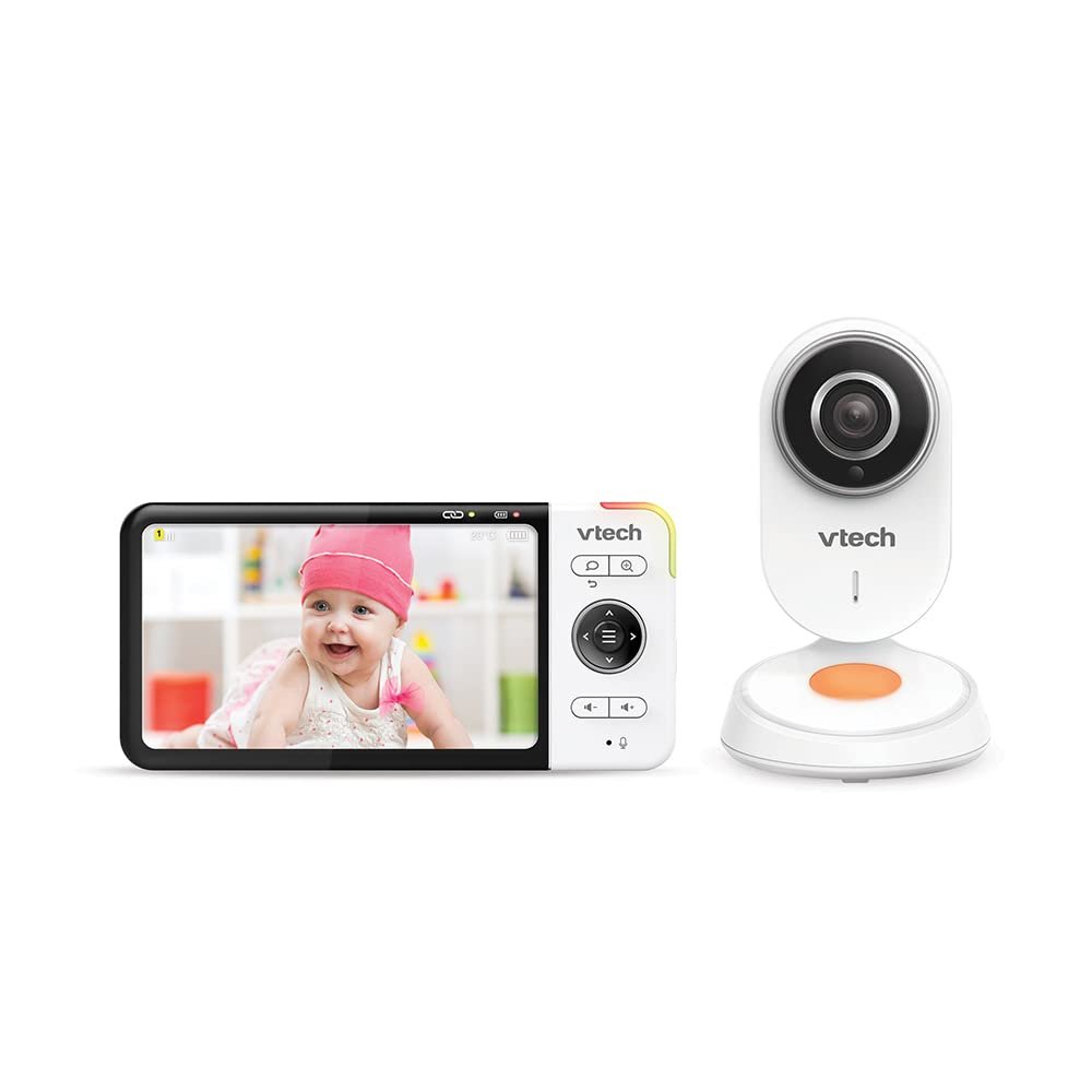Відеоняня VTech BM818, 5-дюймовий ультратонкий HD-дисплей, нічник та колискові 720p, білий, фото №8
