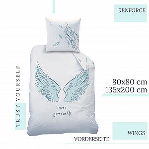 Постільна білизна MTOnlinehandel 135 x 200 см, бавовна, Angel Wings, підліткова, наволочка 80 x 80 см + підковдра 135 x 200 см synthetic.ua - Фото 1