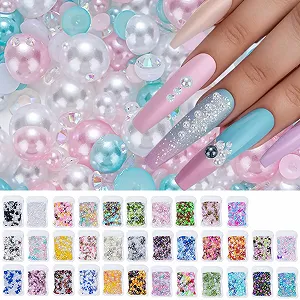 Напівкруглі перлини для нігтів з плоскою задньою стороною synthetic.ua - Фото 1