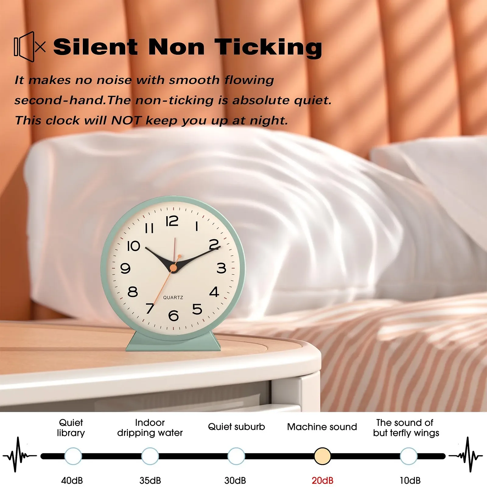 Аналоговый будильник AYRELY®, 4,5 дюйма, маленький ретро настольный часок с питанием от батареек, тихий металлический настольный часок с подсветкой для гостиной, спальни, прикроватной тумбочки, полки (зеленый), фото №6 Аналоговый будильник AYRELY®, 4,5 дюйма, маленький ретро настольный часок с питанием от батареек, тихий металлический настольный часок с подсветкой для гостиной, спальни, прикроватной тумбочки, полки (зеленый), фото №6