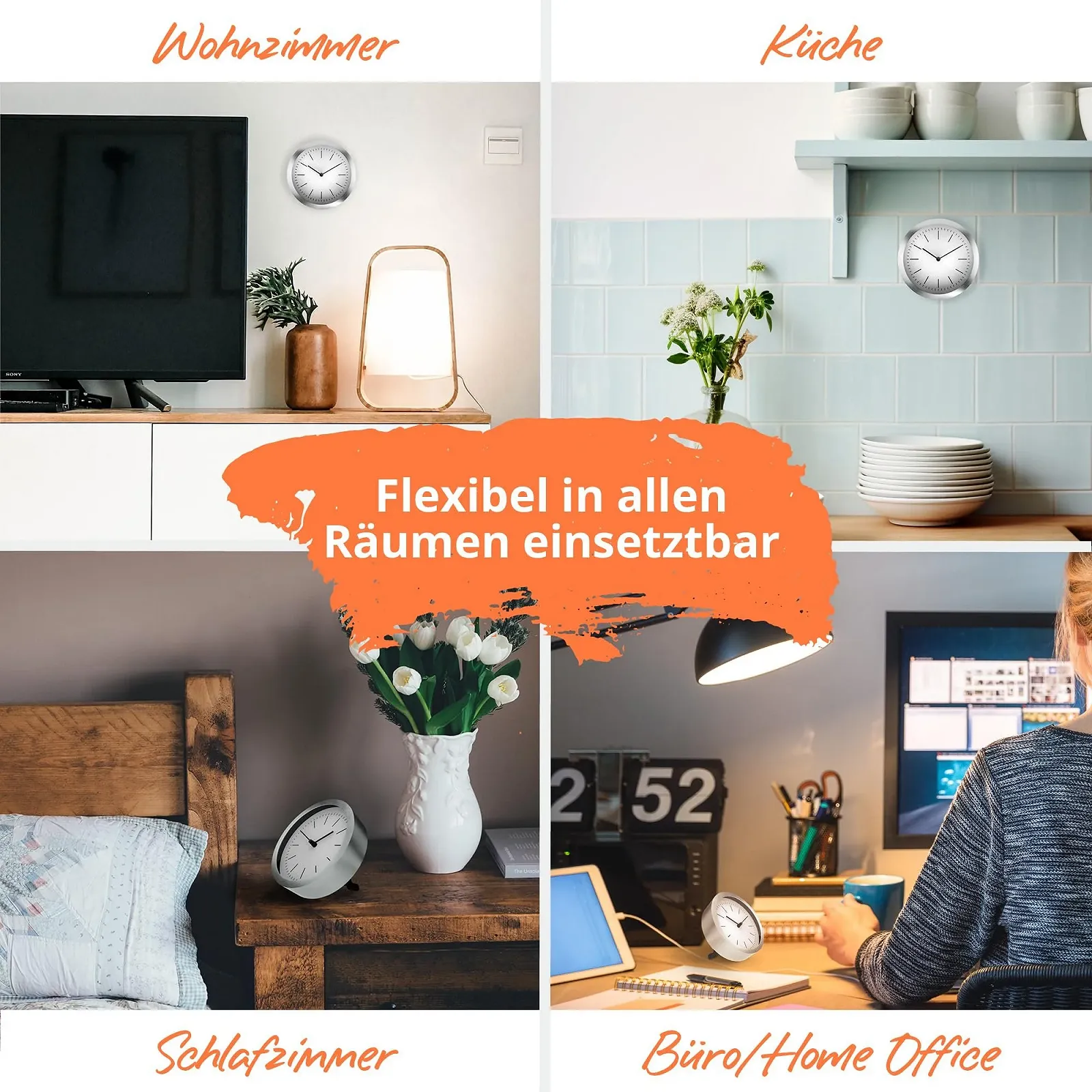 Настінний та Настільний Годинник MEBUS 2-в-1 Кварцовий Механізм 15 см Білий/Сріблястий, фото №6