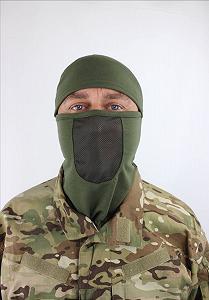 Балаклава тактическая с сеткой двунитка вискозная ВСУ ЗСУ 20221923 8077 хаки - Фото 1