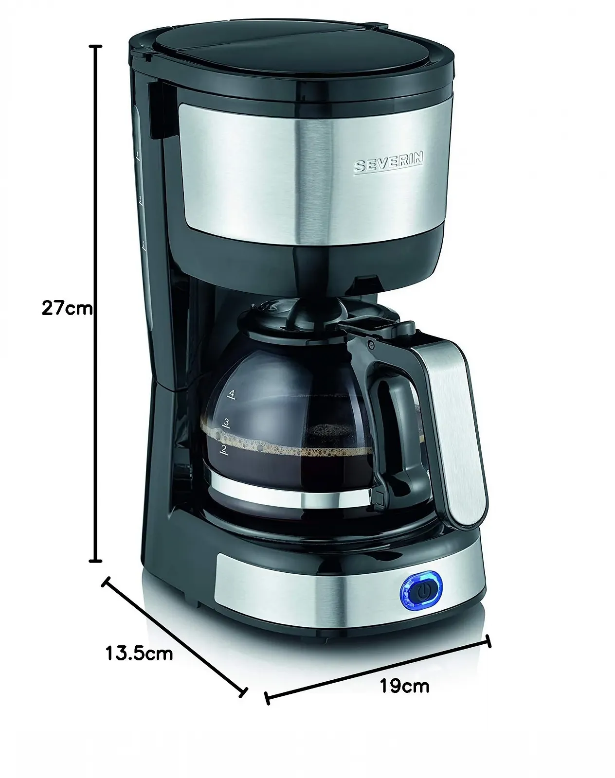 Кофеварка SEVERIN Compact KA 4808, для приготовления ароматного кофе до 4 чашек, фильтр-кофеварка с постоянным поворотным фильтром, нержавеющая сталь/черный, фото №9 Кофеварка SEVERIN Compact KA 4808, для приготовления ароматного кофе до 4 чашек, фильтр-кофеварка с постоянным поворотным фильтром, нержавеющая сталь/черный, фото №9